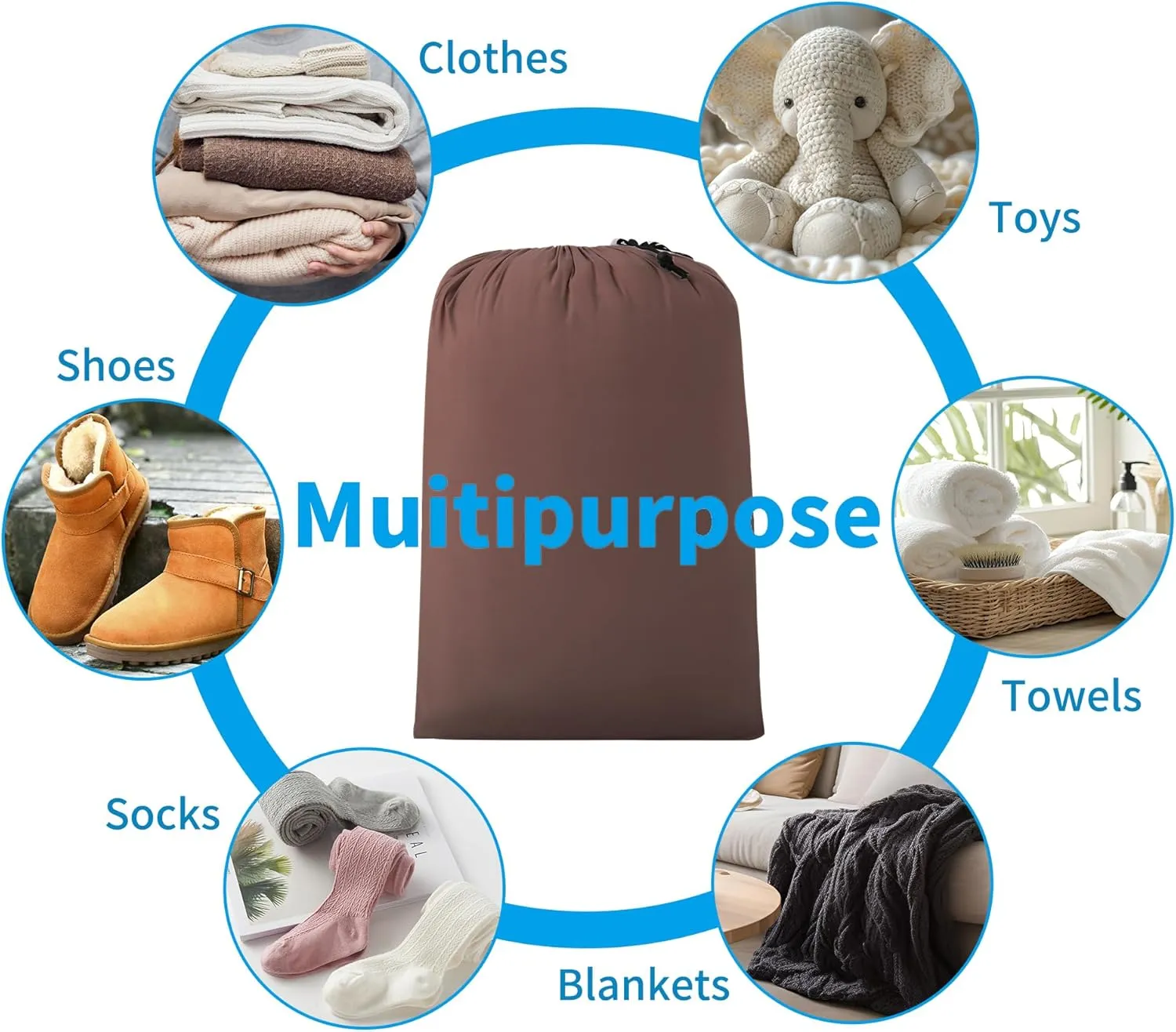 ZPECC Travel Laundry Bag 24 Pack,Bulk Extra Large Heavy Duty Bags, Durable Dirty Clothes Organizer With Drawstring, Fit a Basket or Hamper (40" X 30",Coffee)